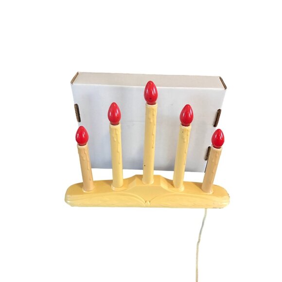 Vintage Electric 5-Light Candelabra Window Candle Lamp With Red Bulbs - Picture 2 of 9
